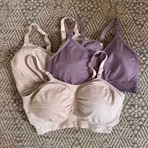 Kindred Bravely Wireless Bras Purple and Cream Soft Comfort
